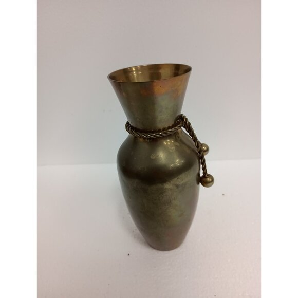 Vintage Gatco Solid Brass Twisted Rope Tassel Accent Gold Tone Bud Vase MCM - Picture 7 of 9